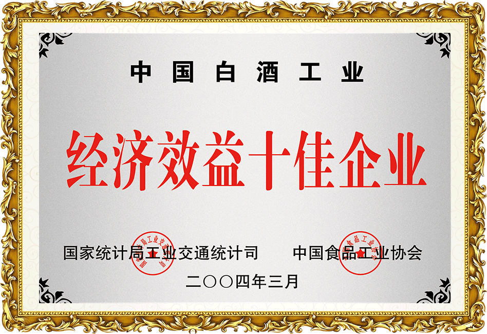 中國白酒經(jīng)濟效益十佳企業(yè)